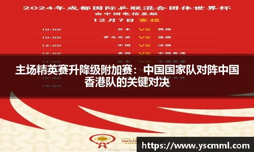 主场精英赛升降级附加赛：中国国家队对阵中国香港队的关键对决